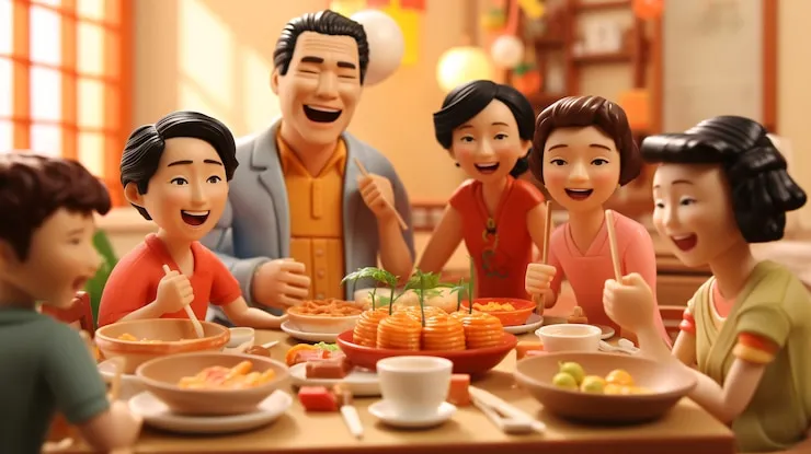 Family gathering for the festival