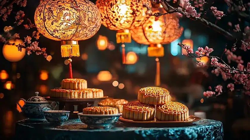 Close-up of a mooncake
